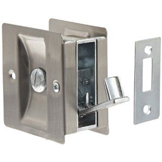 Rockwood 891.15 Brass Pocket Door Privacy Latch, 2 1/2" Width x 2 3/4" Height, Satin Nickel Plated Clear Finish Industrial Hardware