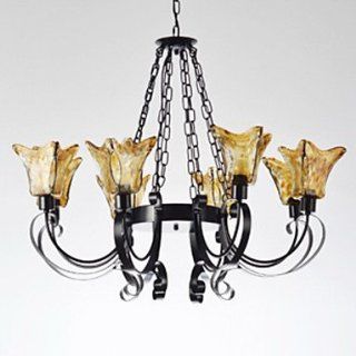European Style Classical 8 Light Chandelier with Transparent Lamp Shade   Close To Ceiling Light Fixtures  