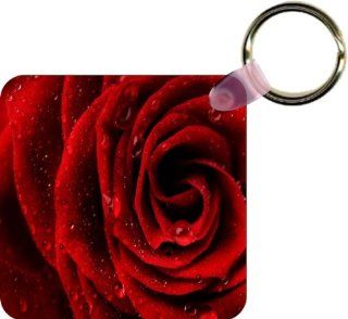 Rikki KnightTM Red Rose Close up Key Chains (Set of 2) Automotive