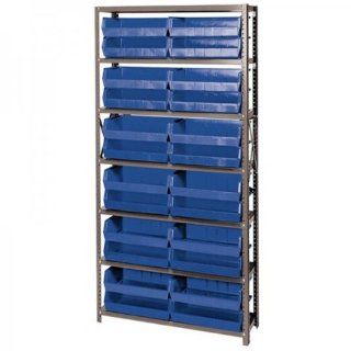 Open Hopper Storage Unit with 24 Bins (5" H x 16.5" W x 10.875" L) (Blue) (12"D x 36"W x 75"H)   Open Home Storage Bins