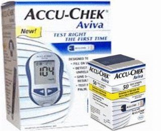 Accu Chek Aviva 50 Ct. Test Strips + Glucose Meter Health & Personal Care