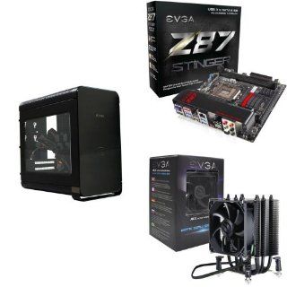 EVGA Hadron Air Mini ITX Steel Black Chassis with 500W 80Plus Gold Power Supply, Black 110 MA 1001 K1 with EVGA Z87 Stinger Haswell LGA 1150 Mini ITX 2 DIMM Dual Channel DDR3 2666MHz+ Motherboard (111 HW E872 KR) and EVGA mITX 92mm, Sleeve, Direct Touch 4 