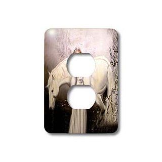 3dRose LLC lsp_872_6 Girl with Unicorn 2 Plug Outlet Cover   Outlet Plates  