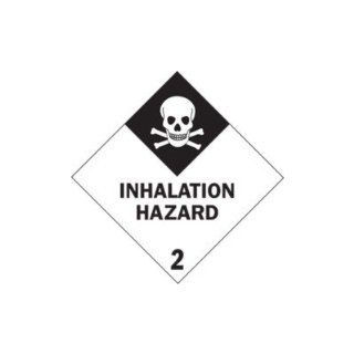 Tape Logic DL5112 Pressure Sensitive Label, Legend "INHALATION HAZARD 2" with Graphic, 4" Length x 4" Width, Black and White (Roll of 500)