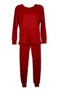 Women's 100% Cotton Long Sleeve Thermal Sets (TM2120) Red XXL