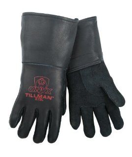 Tillman 875 Onyx All Black Premium Top Grain Elkskin Welding Gloves, Medium   Welding Safety Gloves  