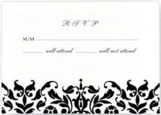 American Crafts 630746 4.875 in. x 3.5 in. Damask Flocked Response Cards Envelopes in Black and White   25 Box Toys & Games