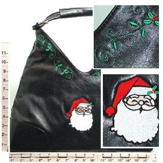 Purse/Handbag ~ Embroidered "Santa Face" ~ Hobo Style w/Matching Wallet 