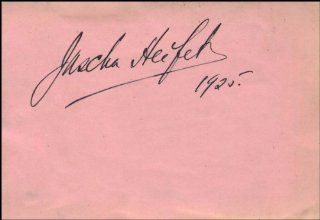 Heifetz, Jascha. (1901 1987). Early Autograph Signature. Entertainment Collectibles