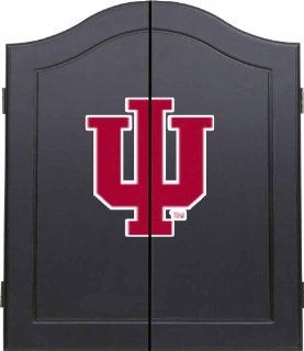 Indiana University Dart Board Cabinet Black Wood  Sports Fan Dart Equipment  Sports & Outdoors