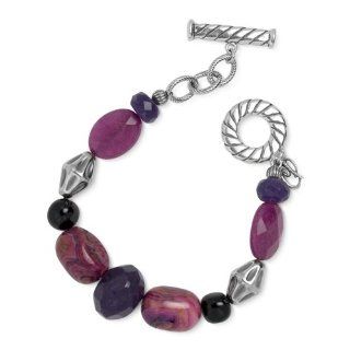 Carolyn Pollack Sterling Silver Fabulous Fuchsia Agate and Jade Bracelet Jewelry