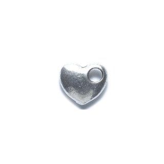 Shipwreck Beads Zinc Alloy Heart with Large Hole Charm, 11 by 13mm, Silver, 40 Pack