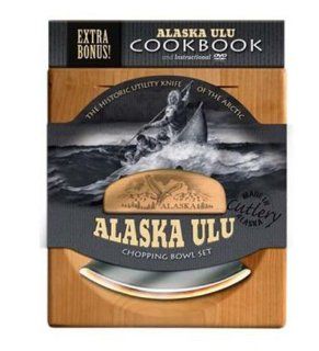 Alaskan Ulu Bowl and Knife with Instrutional DVD & Cookbook   Bald Eagle Etched Art Kitchen & Dining