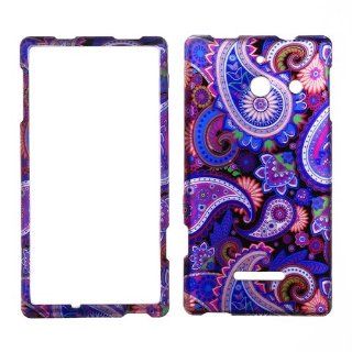 2D Purple Paisley Huawei Ascend W1 H883G Straight Talk TracFone Prepaid Smartphone Case Cover Hard Case Snap on Cases Rubberized Touch Protector Faceplates Cell Phones & Accessories