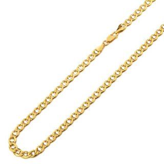 14K Yellow and White 2 Tone Gold 5.1mm Concave Mariner High Polish Finished Chain Bracelet with Lobster Claw Clasp   7.5" Inches Link Bracelets Jewelry