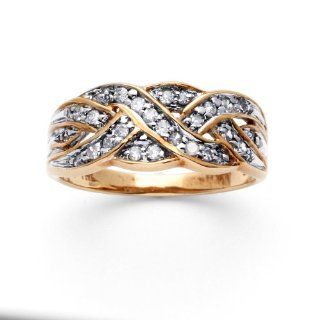 PalmBeach Jewelry 1/4 TCW Round Diamond 10k Yellow Gold Braid Ring Jewelry