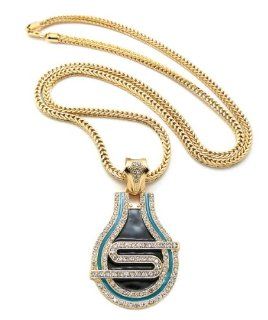 Hot Celebrity Style Gold 50 Cent SMS Pendant w/4mm 36" Franco Chain Necklace XP887G Jewelry