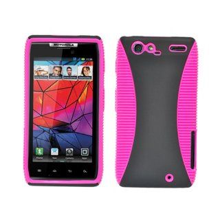 Soft Skin Case Fits Motorola XT910 XT912 XT915 Droid Razr Hybrid Case Hot Pink TPU Black Hard Cover Verizon Cell Phones & Accessories