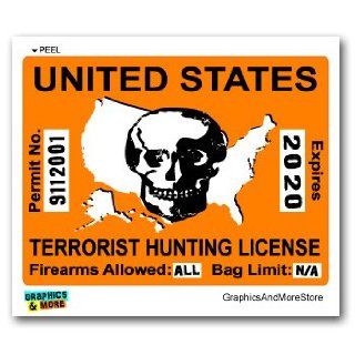 Terrorist Hunting License Permit Orange   911   Window Bumper Locker Sticker Automotive