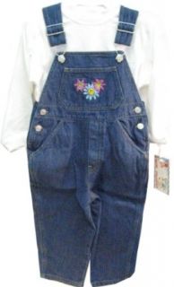Girls's Sizes 2T/3T/4T Denim Embroidered Bib Pocket Overall 2 PC Sets Clothing