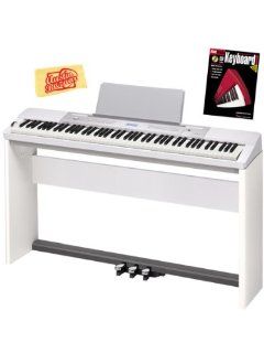 Casio Privia PX 350 88 Key Digital Piano Bundle with Casio CS 67 Furniture Style Stand, Casio SP 33 3 Pedal System, Hal Leonard Instructional Book, and Austin Bazaar Polishing Cloth   White Musical Instruments