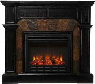 Catherine Faux Slate Fireplace, ELECTRIC, BLACK   Gel Fuel Fireplaces