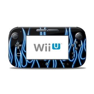 DecalGirl Decorative Skin/Decal for Nintendo Wii U Controller   Blue Neon Flames Video Games