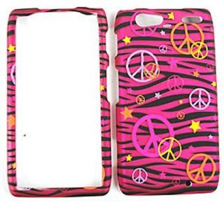 CELL PHONE CASE COVER FOR MOTOROLA DROID RAZR MAXX XT913 TRANS PEACE SIGNS ON PINK ZEBRA Cell Phones & Accessories