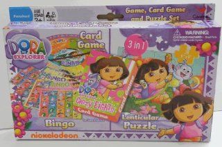 Dora 3 in 1 Card Game and Puzzle Set Toys & Games