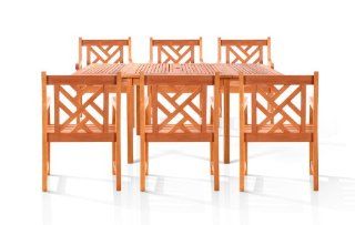 Vifah V1394SET2 Caicos Bench Seat Dining Set  Prints  Patio, Lawn & Garden