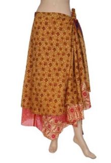 Indian Designer Womens Wear Long Wrap Around Silk Skirt Printed Work Clothing