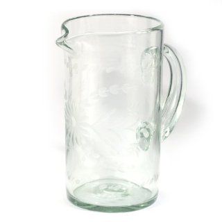 Rose Ann Hall Etched Mexican Pitcher   Clear Kitchen & Dining