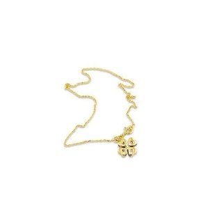 14k Yellow Gold Lucky Four Leaf Clover Shamrock Anklet Jewelry