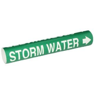 Brady 4134 C Bradysnap On Pipe Marker, B 915, White On Green Coiled Printed Plastic Sheet, Legend "Storm Water" Industrial Pipe Markers
