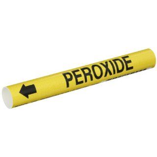 Brady 4249 B Bradysnap On Pipe Marker, B 915, Black On Yellow Coiled Printed Plastic Sheet, Legend "Peroxide" Industrial Pipe Markers