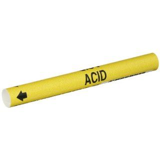 Brady 4000 A Bradysnap On Pipe Marker, B 915, Black On Yellow Coiled Printed Plastic Sheet, Legend "Acid" Industrial Pipe Markers