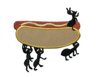 ID #1930 Hot Dog W/Ants Picnic Embroidered Iron On Applique Patch