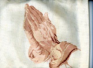 Praying Hands Handcrafted Finished Cross Stitch Design