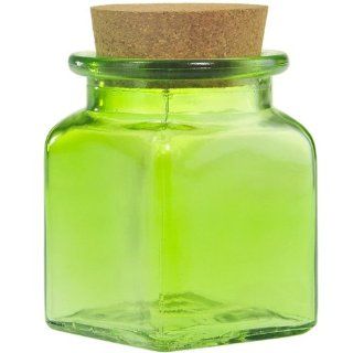8.5oz Lime Green Recycled Glass Square Jar 3 3/4" Tall   Decorative Bottles