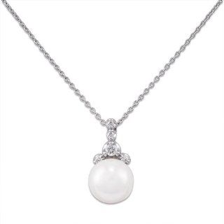 Akoya Pearl Necklace with Diamonds in 14K White Gold (8 8.5mm) Maui Divers of Hawaii Jewelry