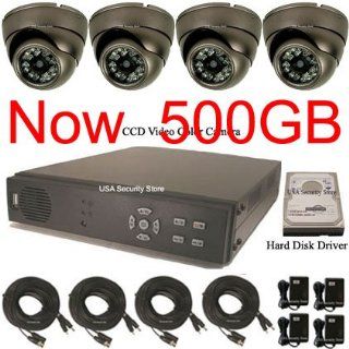 USA Security Store     4 Sharp CCD Day/Night Vision Color Cameras with 4 CH Security Surveillance DVR System Built in 500GB HDD, Included 4x65FT video cables and Power Supplies KIT  Complete Surveillance Systems  Camera & Photo