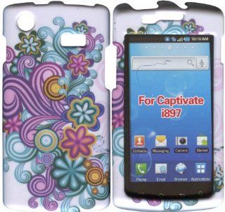 Purple Blue Daisy Samsung Captivate i897 Galaxy S Android at&t Case Cover Hard Phone Case Snap on Cover Rubberized Touch Faceplates Cell Phones & Accessories