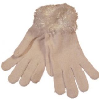 Croft & Barrow Ivory Chenille Gloves with Frizzy Fuzzy Yarn Cuff Cold Weather Gloves