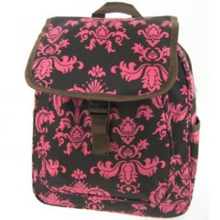Pink Brown Damask Junior Backpack Purse Bag Clothing