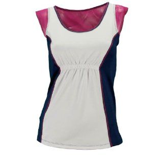 Lucky In Love Women`s Empire Color Block Tennis Top White/Navy Small  Tennis Shirts  Sports & Outdoors