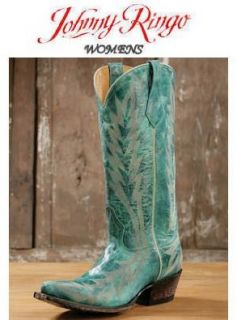 Johnny Ringo Boots Western Cowboy Leather 922 19T Womens Turquoise Shoes