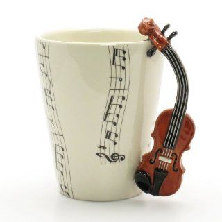 Violin Mug 00002 Musical Ceramic 3D Cup Handmade Music Lover Gifts Original Handcrafted Home Decor Coffee Cup Sculpt and Paint  Other Products  