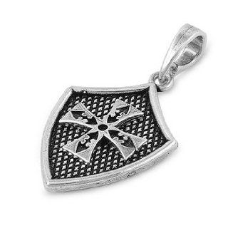 925 Sterling Silver Knights Templar Shield Pendant Jewelry