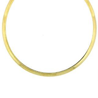 6mm Italian (18K Gold Plated) .925 Sterling Silver FLAT DOME Omega Chain Necklace Nickel Free 16in, 18in (.925 Italian Sterling Silver, 18 Inches) Jewelry