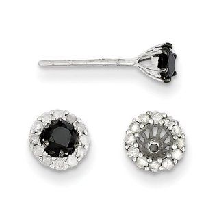 925 Silver Black & White Diamond Earring Jewelry